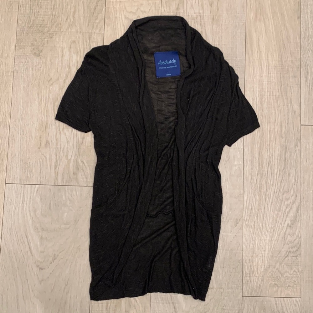 Absolutely Black Short Sleeve Cardigan